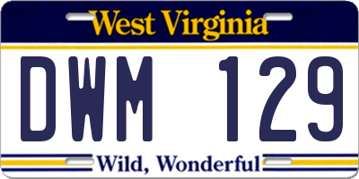 WV license plate DWM129