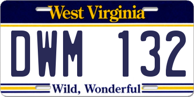 WV license plate DWM132