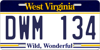 WV license plate DWM134