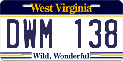 WV license plate DWM138