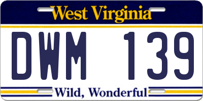 WV license plate DWM139