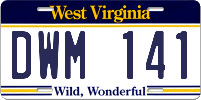 WV license plate DWM141