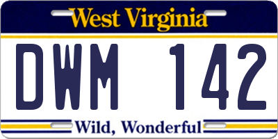WV license plate DWM142