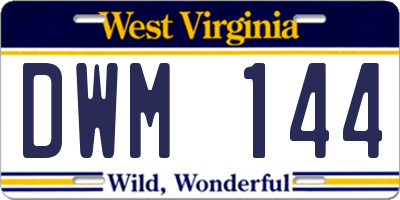 WV license plate DWM144