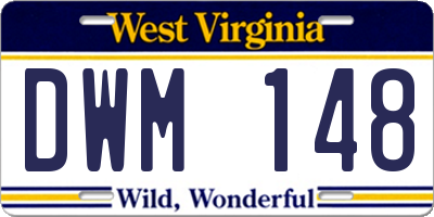 WV license plate DWM148