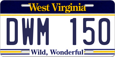 WV license plate DWM150