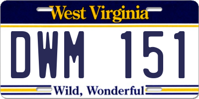 WV license plate DWM151
