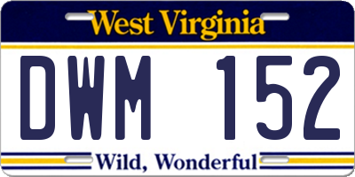 WV license plate DWM152