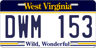 WV license plate DWM153