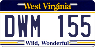 WV license plate DWM155