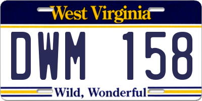 WV license plate DWM158