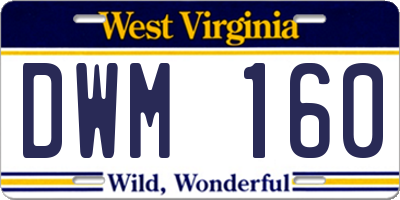 WV license plate DWM160