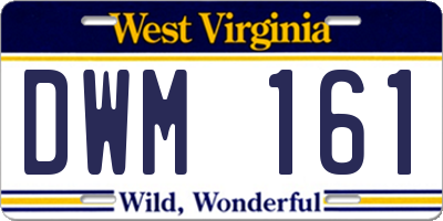 WV license plate DWM161