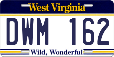 WV license plate DWM162
