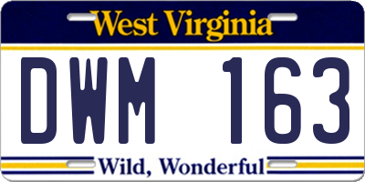 WV license plate DWM163