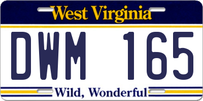 WV license plate DWM165