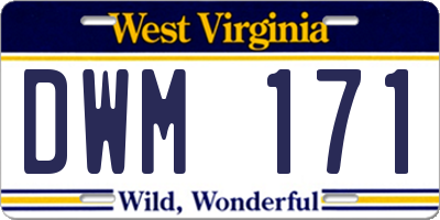 WV license plate DWM171