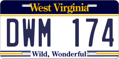 WV license plate DWM174
