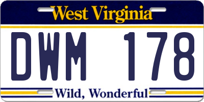 WV license plate DWM178