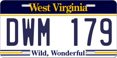 WV license plate DWM179