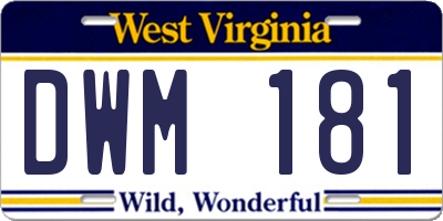 WV license plate DWM181