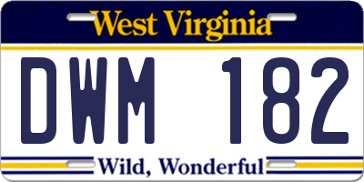 WV license plate DWM182