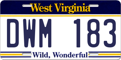 WV license plate DWM183
