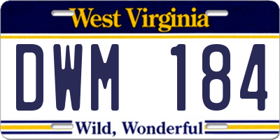 WV license plate DWM184