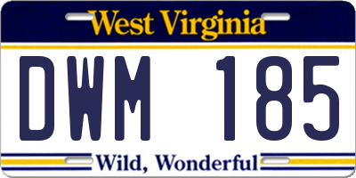 WV license plate DWM185
