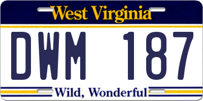WV license plate DWM187