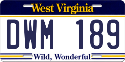 WV license plate DWM189