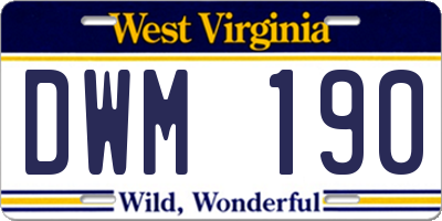 WV license plate DWM190