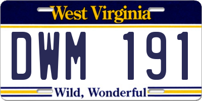 WV license plate DWM191