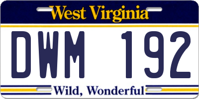 WV license plate DWM192