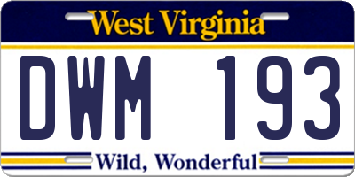 WV license plate DWM193