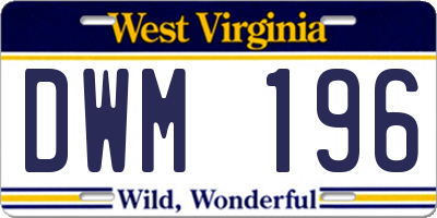 WV license plate DWM196