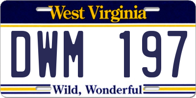 WV license plate DWM197
