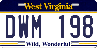 WV license plate DWM198