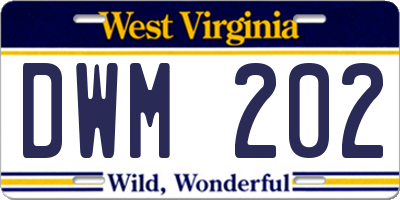 WV license plate DWM202