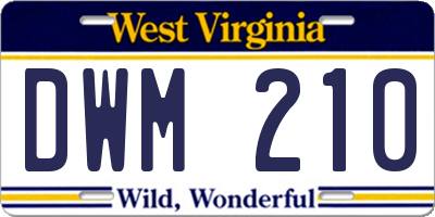 WV license plate DWM210