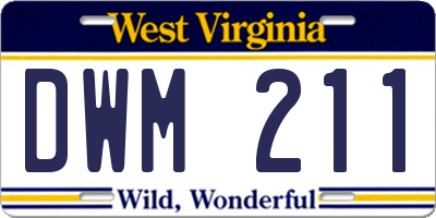 WV license plate DWM211
