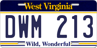 WV license plate DWM213