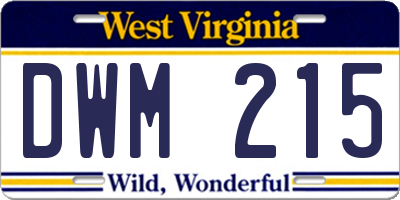 WV license plate DWM215