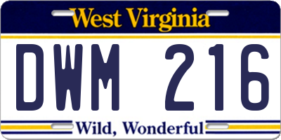 WV license plate DWM216