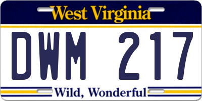 WV license plate DWM217