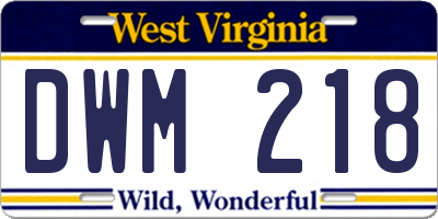 WV license plate DWM218