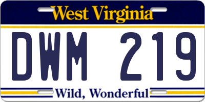 WV license plate DWM219