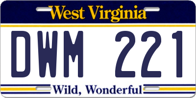 WV license plate DWM221