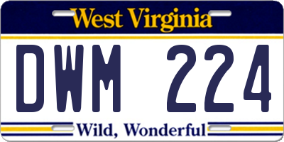 WV license plate DWM224