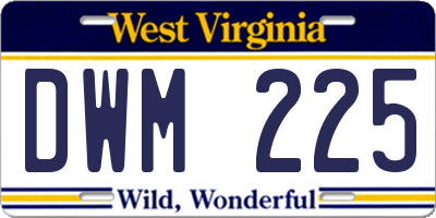 WV license plate DWM225